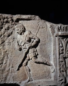 Gallo-Roman art: stele representing a gladiator by Gallo Roman