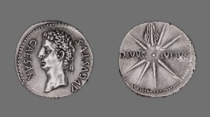 Denarius portraying Emperor Augustus, 19-18 BC by Gallo Roman