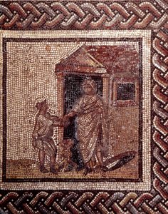 Gallo Roman Art: mosaic paving representing a rustic calendar. Celebration scene. End 2nd, beginning of 3rd century after JC. From Saint-Romain-en-Gal (Rhone) by Gallo Roman