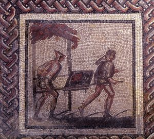 Mosaic Paving Representing a Rustic Calendar: Manure Transport Scene