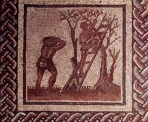 Mosaic Paving Representing a Rustic Calendar: Olive Picking Scene by Gallo Roman