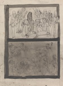Mahdew and Parwutte Playing Chopur by Gangaram Chintaman Tambat