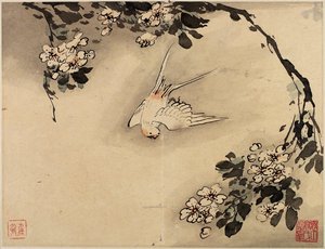 Flower-and-Bird Finger Painting from an Album of Ten Leaves by Gao Qipei