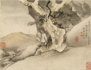 Man Walking by a Tree by Gao Qipei