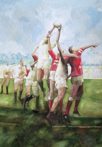 Rugby Match: Llanelli v Swansea, Line Out, 1992
