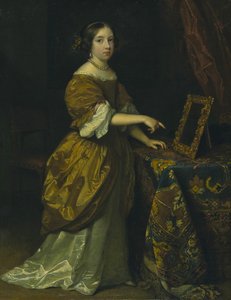 Girl Standing before a Mirror by Gaspar Netscher