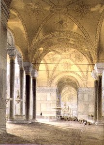 Haghia Sophia, plate 7: Entrance to the Nave, engraved by Louis Haghe, published 1852