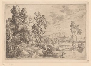 River Landscape with Man in Boat