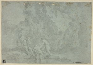 Rocky Landscape with Figures by Gaspard Dughet
