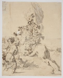 Horseman and Orientals Fighting by Gaspare Diziani