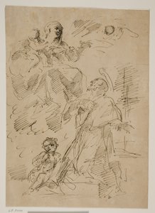 Madonna and Child in the Clouds, with St John of Nepomuk Below by Gaspare Diziani