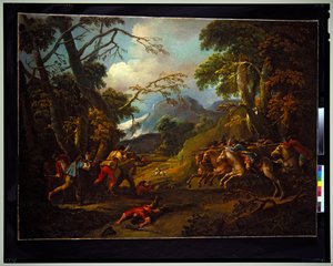 A Pair of Genre Scenes: a Battle & Hostages, undated