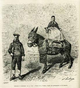 Andorra and Andorra. Engraving by G. Vuillier, to illustrate the story 