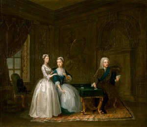 Portrait of John, 2nd Duke of Montagu, his Wife and their Younger Daughter, c1730 by Gawen Hamilton