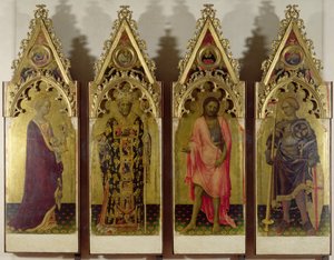 Four Saints from the Quaratesi Polyptych: Mary Magdalene, St. Nicholas, St. John the Baptist and St. George, 1425 by Gentile da Fabriano