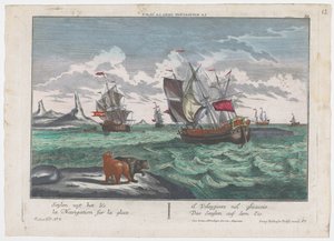 View of Ships Sailing on the Ice Sea (Whale Hunting for Greenland) by Georg Balthasar Probst