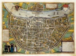 Plan of the City of Burgos in Spain by Georg Braun
