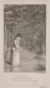 A Young Lady Standing in a Forest by the Water