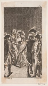 Illustration with Five Military Persons and a Lady