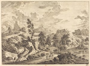 Landscape with the Rising Sun and a Rider with Attendant by Georg Eisenmann
