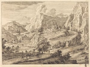 Mountainous Landscape with Figures and a Monastery