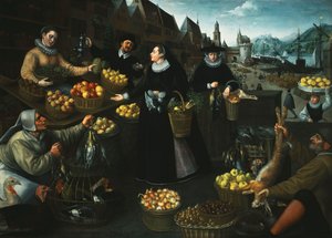 An Allegory of Autumn: A Fruit and Vegetable Stall above the Weinmarkt in Frankfurt by Georg Flegel