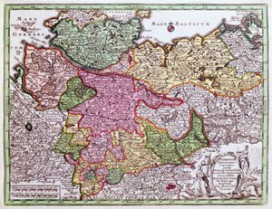 Map of Northern Germany, from an Atlas by Georg Matthäus Seutter