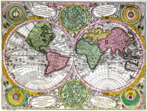 Map of the world and celestial planisphere