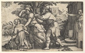 Abraham sending away Hagar and Ishmael by Georg Pencz