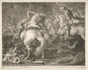 Skirmish between Prussian and Hungarian Hussars by Georg Philipp I Rugendas