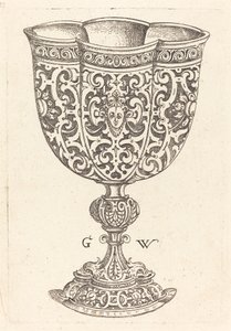 Chalice with Six Embossings, Base Decorated with Two Dolphins by Georg Wechter I