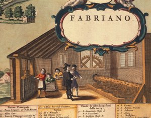 Detail Representing Paper Industry of City of Fabriano by Georg Braun and Hogenberg Franz
