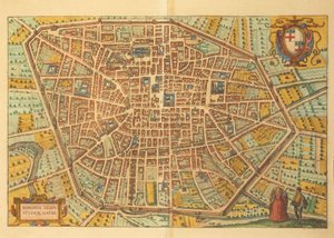 Map of Bologna from Civitates Orbis Terrarum by Georg Braun and Hogenberg Franz