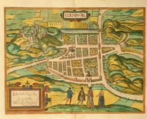 Map of Edinburgh from Civitates Orbis Terrarum by Georg Braun by Georg Braun and Hogenberg Franz