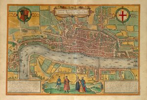 Map of London from Civitates Orbis Terrarum by Georg Braun and Hogenberg Franz
