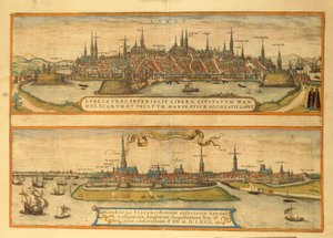 Map of Lubeck and Hamburg from Civitates Orbis Terrarum by Georg Braun and Hogenberg Franz