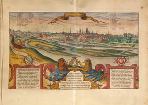 Map of Munich, Germany, from Civitates Orbis Terrarum by Georg Braun by Georg Braun and Hogenberg Franz