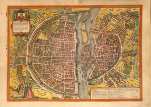 Map of Paris by Georg Braun and Hogenberg Franz