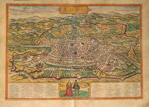 Map of Rome from Civitates Orbis Terrarum by Georg Braun by Georg Braun and Hogenberg Franz