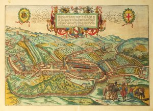 Map of Serravalle Scrivia, Piedmont Region from Civitates Orbis Terrarum by Georg Braun by Georg Braun and Hogenberg Franz