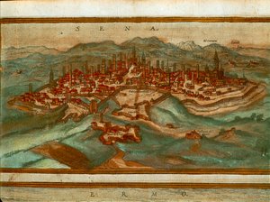 Map of Siena from Civitates Orbis Terrarum by Georg Braun and Hogenberg Franz