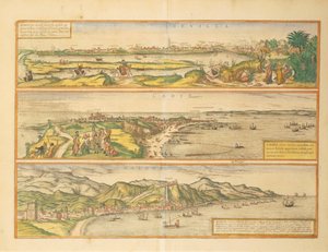 Maps of Seville, Cadiz and Malaga, Spain, from Civitates Orbis Terrarum by Georg Braun and Hogenberg Franz