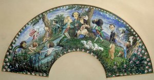 Fan of Caricatures Painted in Gouache by George Sand and Auguste Charpentier