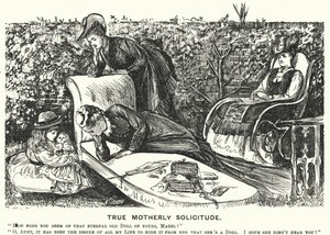 Punch Cartoon: True Motherly Solicitude by George (after) Du Maurier
