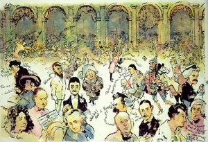 Famous Faces Outside Florians in the Piazza San Marco, Venice, c.1990 by George Adamson