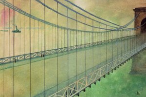 Hammersmith Bridge after the Boat Race