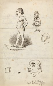 Sketches: Nude Man, Standing Man, Two Profiles, and Box