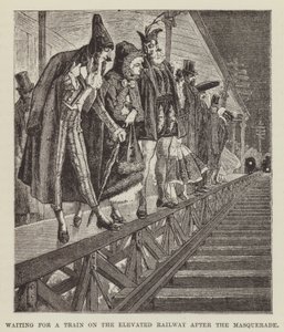 Waiting for a Train on the Elevated Railway After the Masquerade by George Augustus Sala