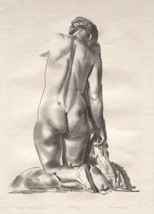 Nude Study, Woman Kneeling on a Pillow by George Bellows