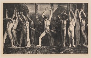 The Barricade, First Stone by George Bellows